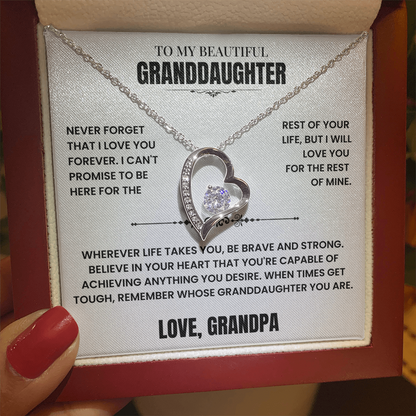 To My Granddaughter Gift From Grandpa, "Never Forget That I Love You"