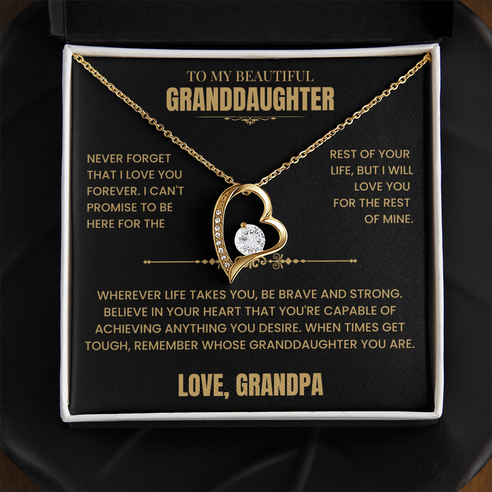 To My Granddaughter Gift From Grandpa, "Never Forget That I Love You"