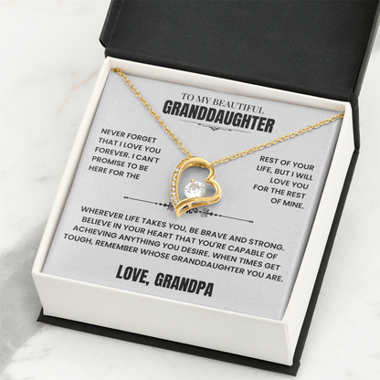 To My Granddaughter Gift From Grandpa, "Never Forget That I Love You"
